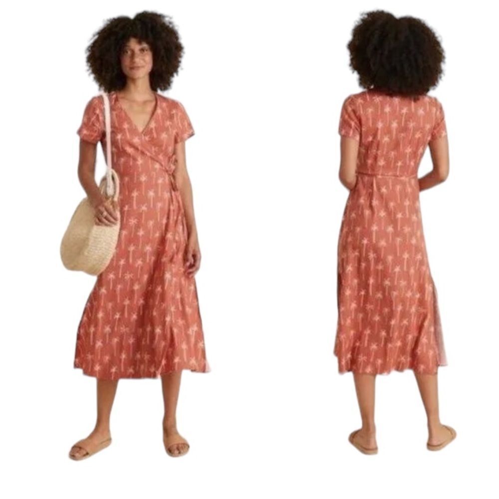Marine Layer Rust Palm Print Midi Dress